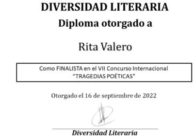 FINALISTA  en el VII Concurso Internacional de Diversidad Literaria